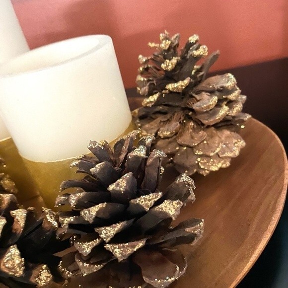 Gold Glitter Pine Cone, Set of 6 - Picture 5 of 6